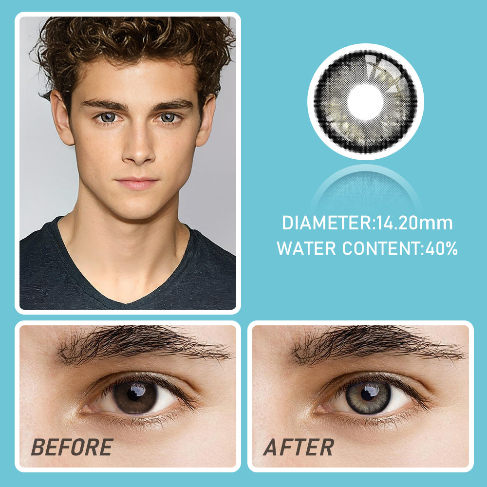 OJOTrend Bright Black Contact Lenses Man Wear 1 Yearly