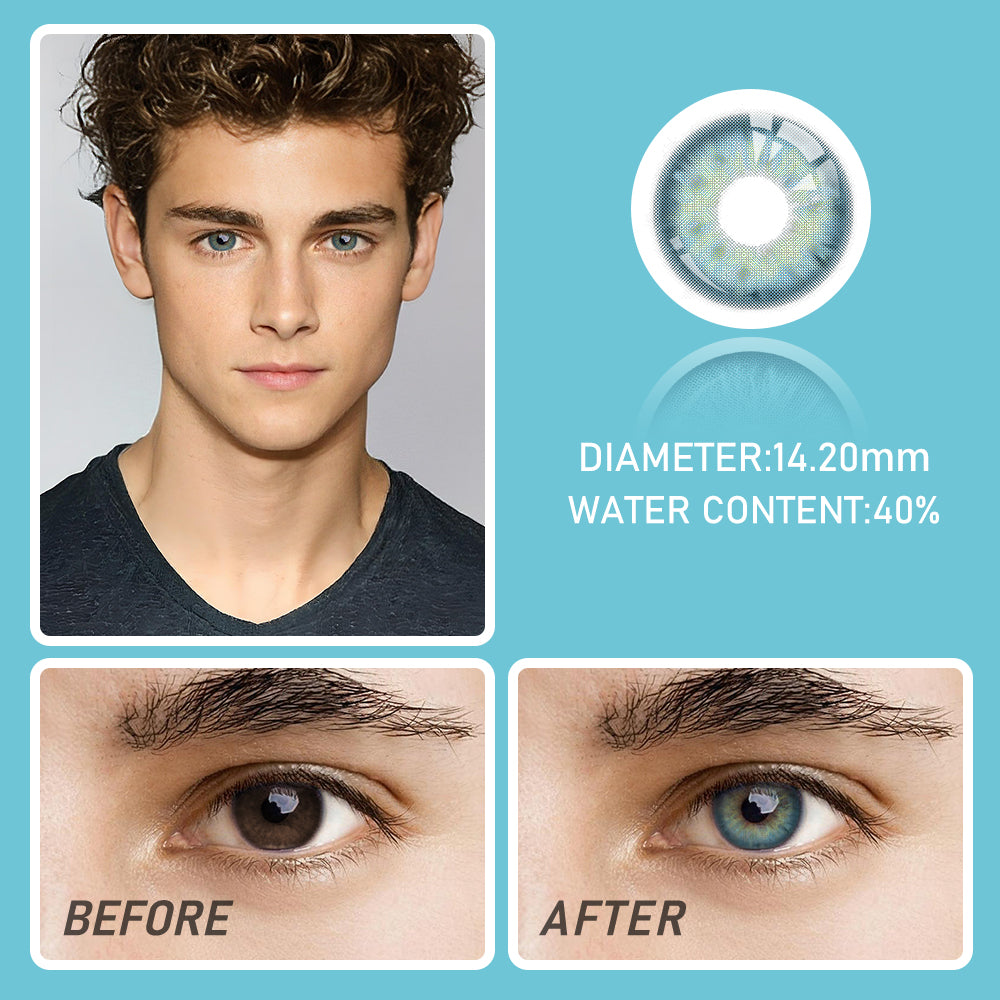 OJOTrend Aegean Sea Blue Contact Lenses Man Wear 1 Yearly