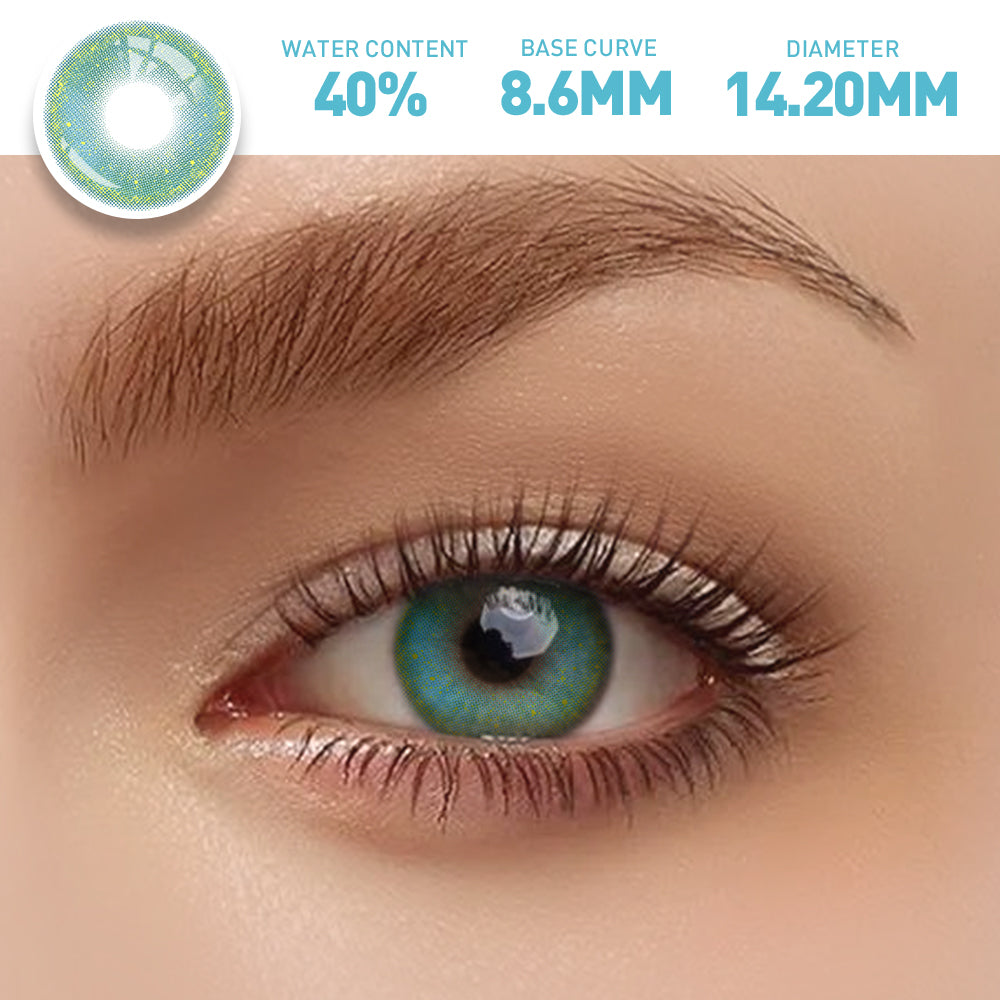 OJOTrend Turquoise Glitter Colored Contact Lenses 1 Yearly