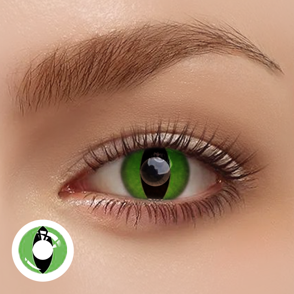 OJOTrend CAT Eyes Green Contact Lenses 1 Yearly