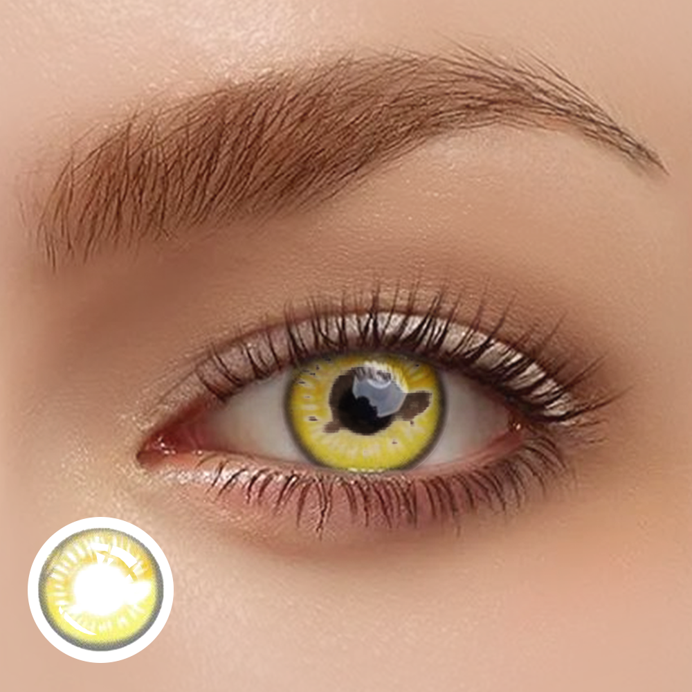 OJOTrend ANIME Yellow Brown 7 Contact Lenses 1 Yearly