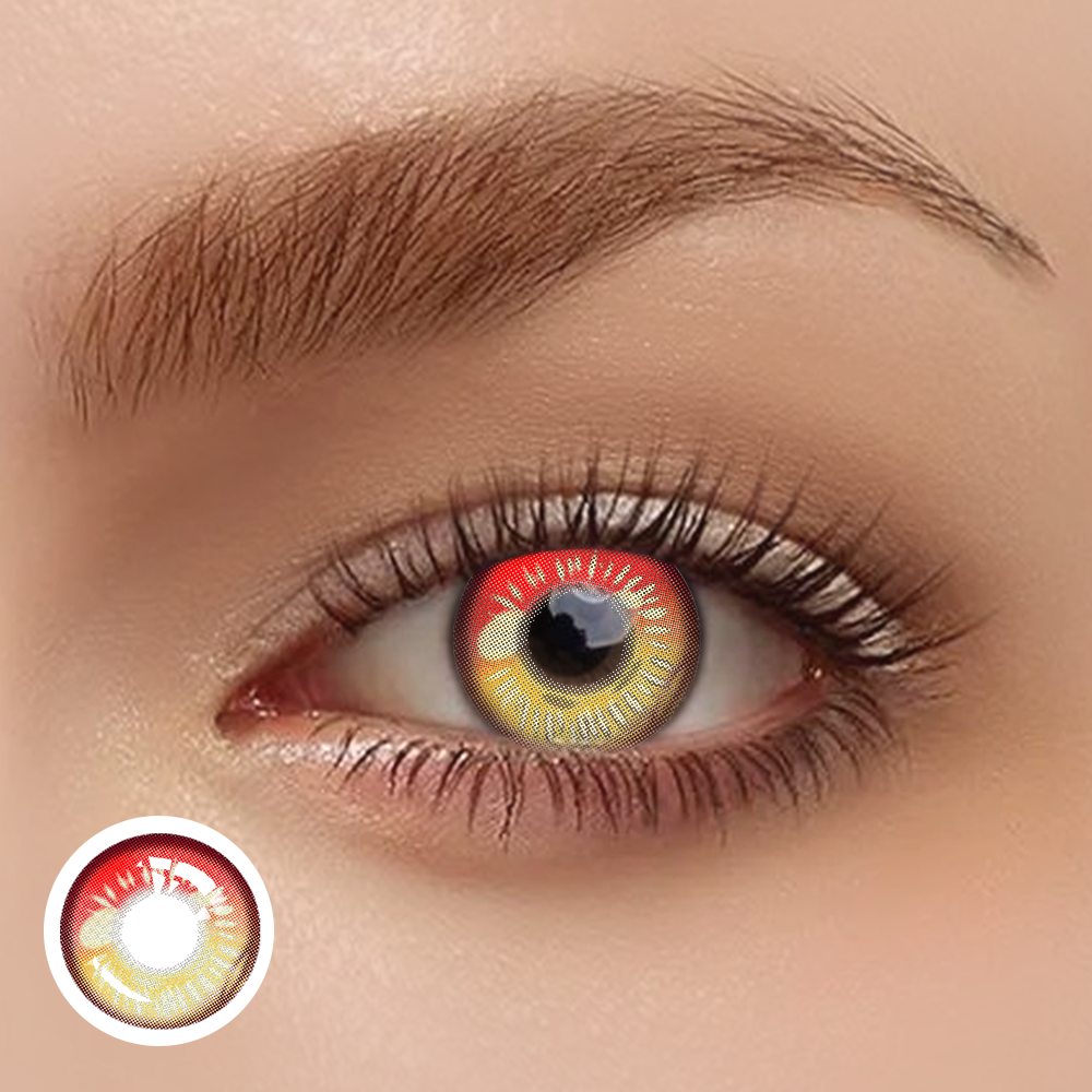 OJOTrend ANIME Red Brown Contact Lenses 1 Yearly