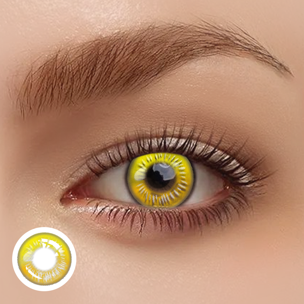 OJOTrend ANIME Yellow Brown Contact Lenses 1 Yearly