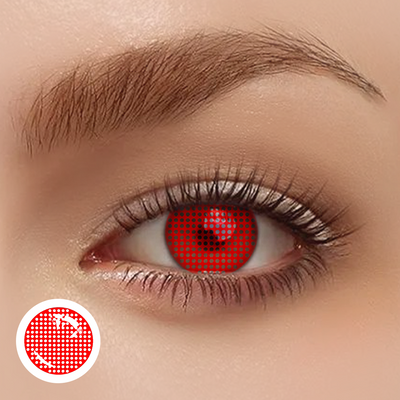 OJOTrend Mesh Red Contact Lenses 1 Yearly