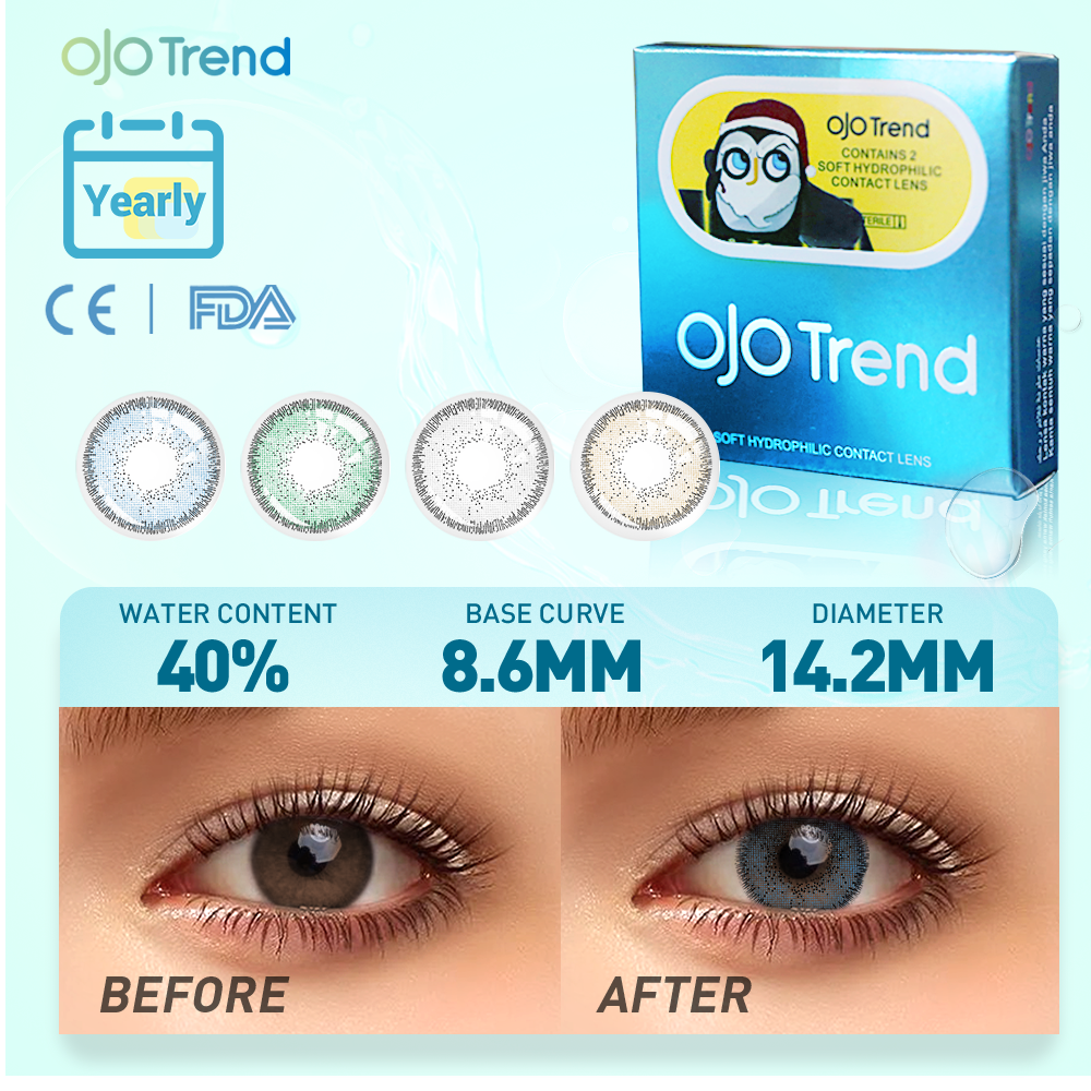 OJOTrend  Euramerican Grey Contact Lenses Movie（1Yearly）