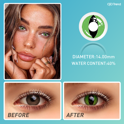 OJOTrend CAT Eyes Green Contact Lenses 1 Yearly