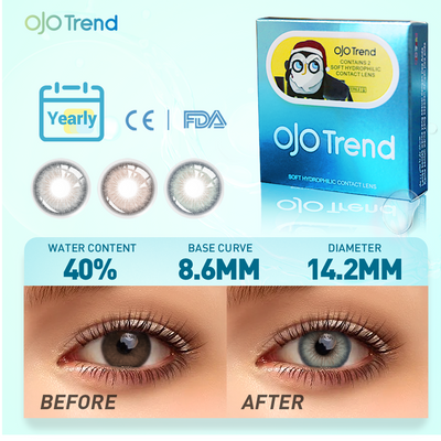 OJOTrend  Galaxy Grey Green Contact Lenses（1Yearly）