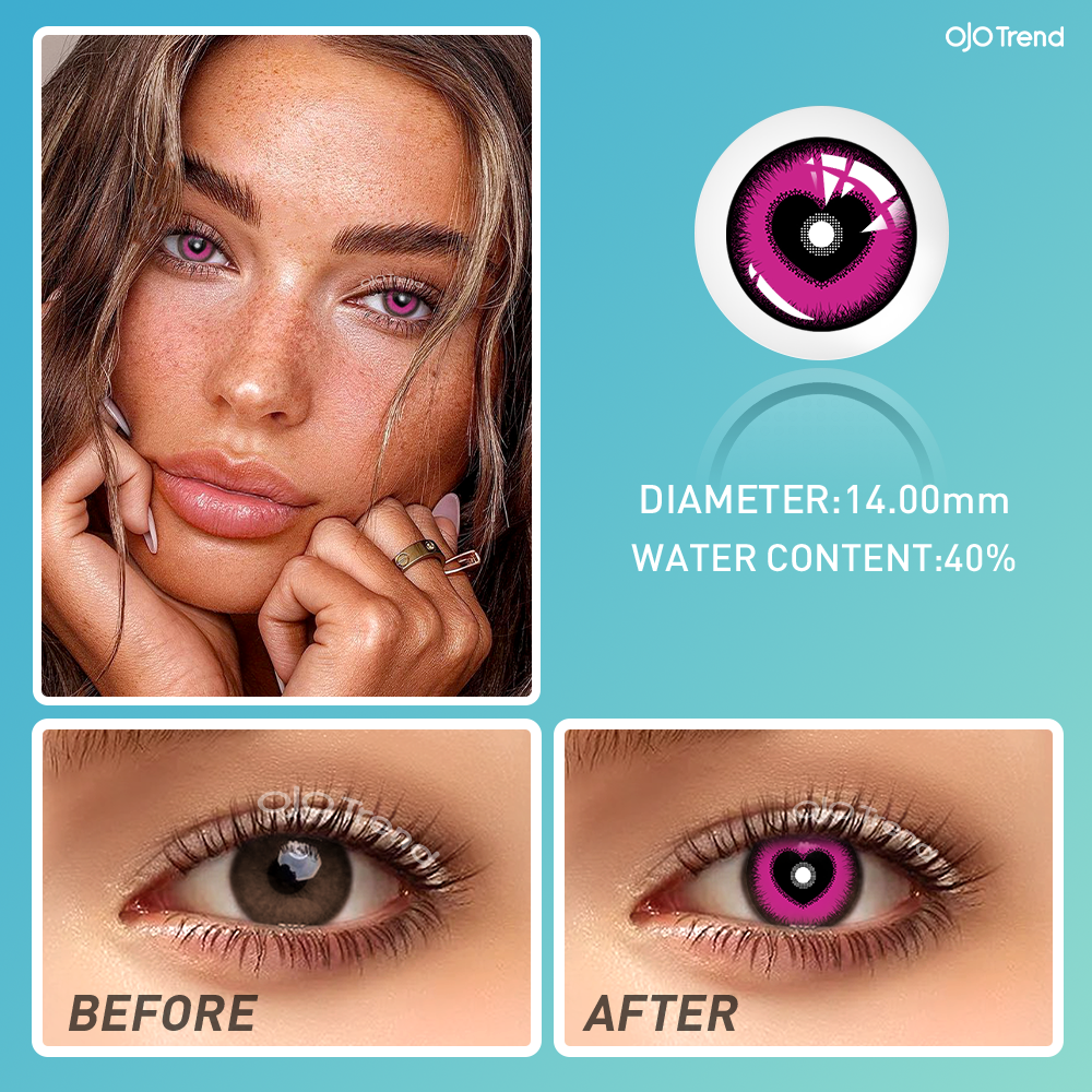 OJOTrend Heart Beat Green Contact Lenses 1 Yearly