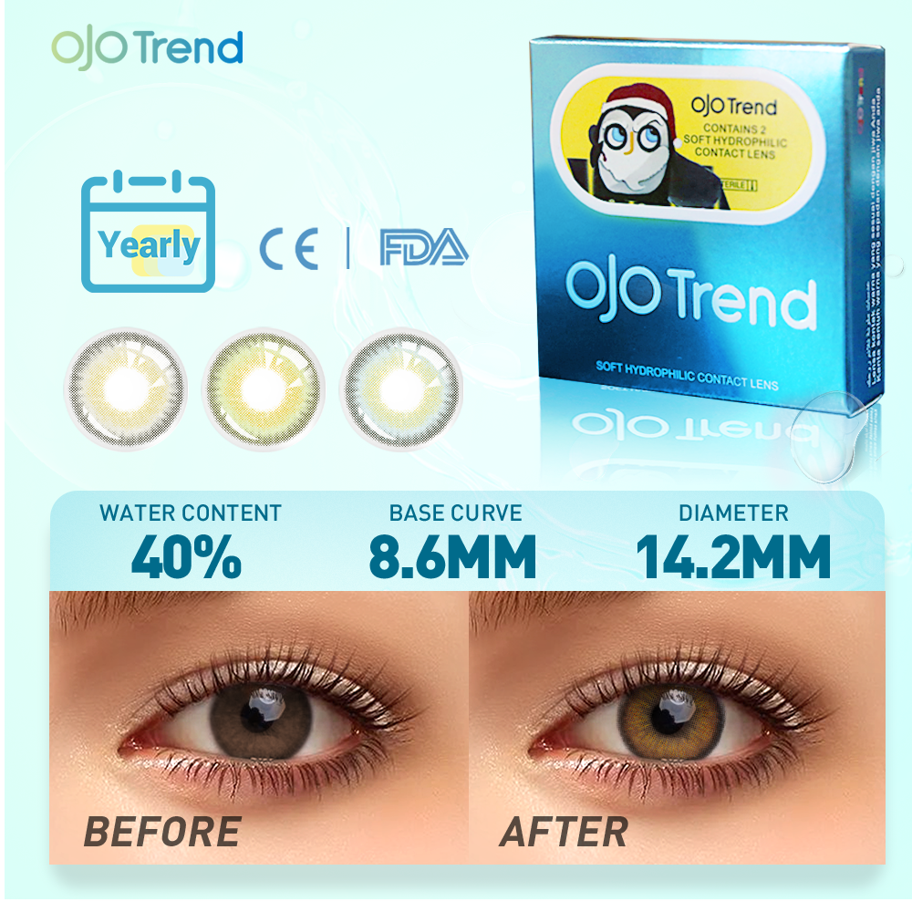 OJOTrend  LA Girl Grey Color Contact Lenses（1Yearly）