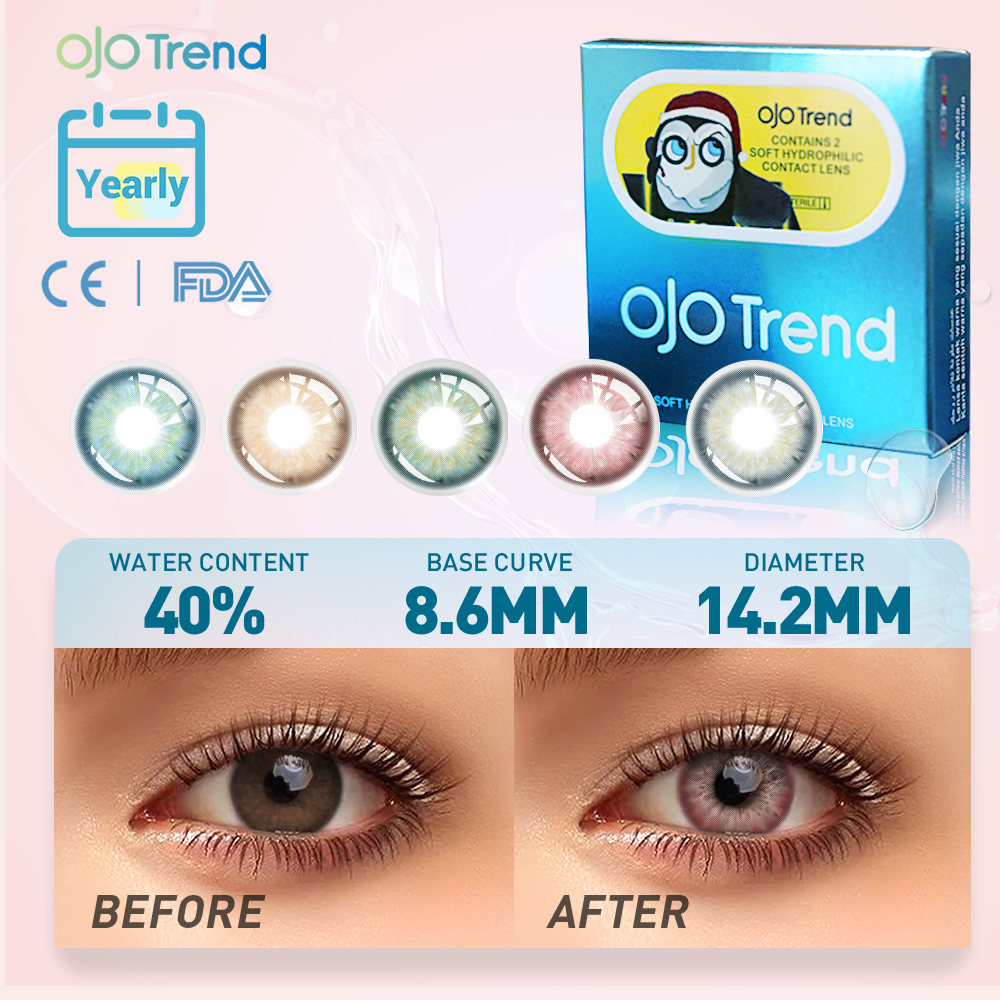 OJOTrend  AegeanSea  Grey Colored Contact Lenses （1Yearly）