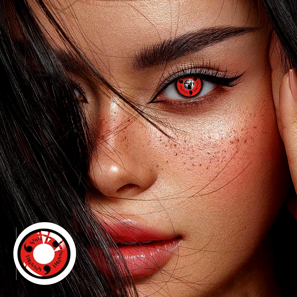 OJOTrend Naruto Three Magatama Sharingan Contact Lenses 1 Yearly