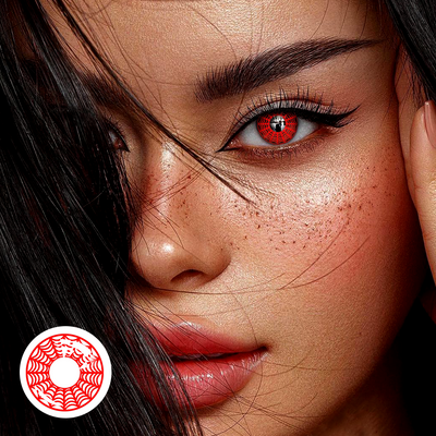 OJOTrend Spider Web Red Contact Lenses£¨ 1 Yearly £©