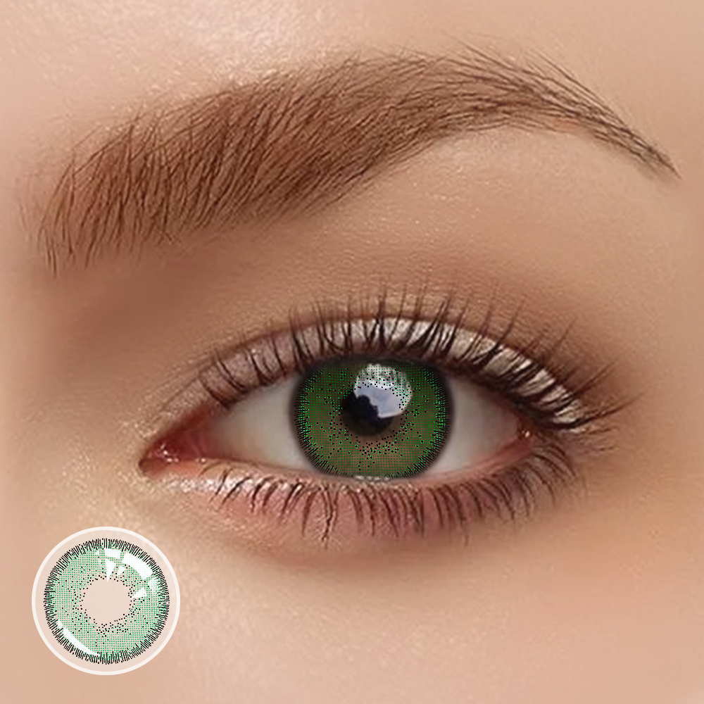 OJOTrend  Euramerican Green Colored Contact Lenses（1Yearly）