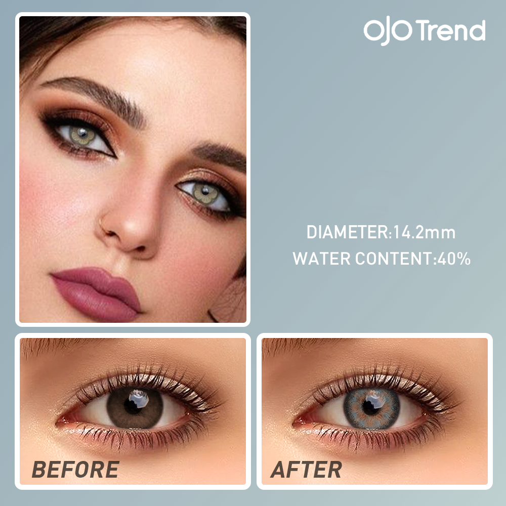 OJOTrend  Galaxy Grey Green Contact Lenses（1Yearly）