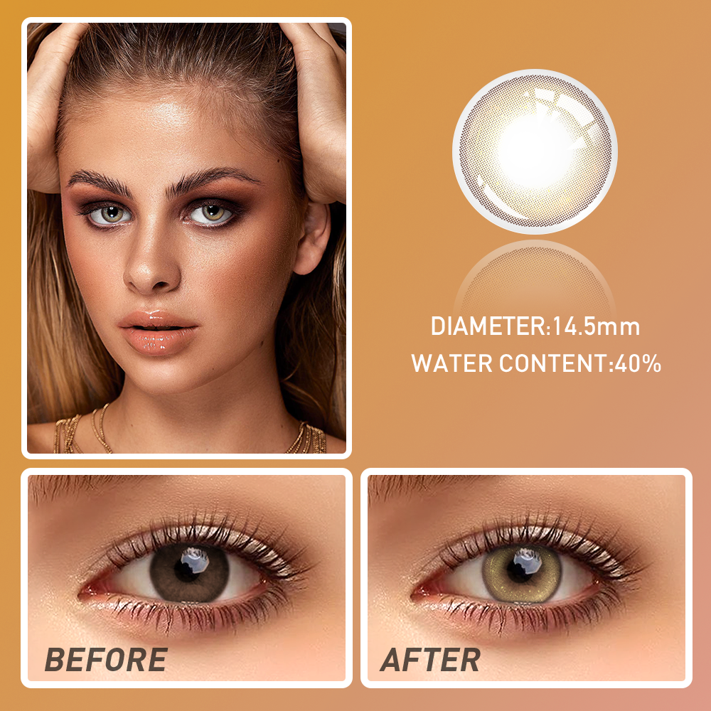 OJOTrend  Shiny Light Brown Contact Lenses （1Yearly）
